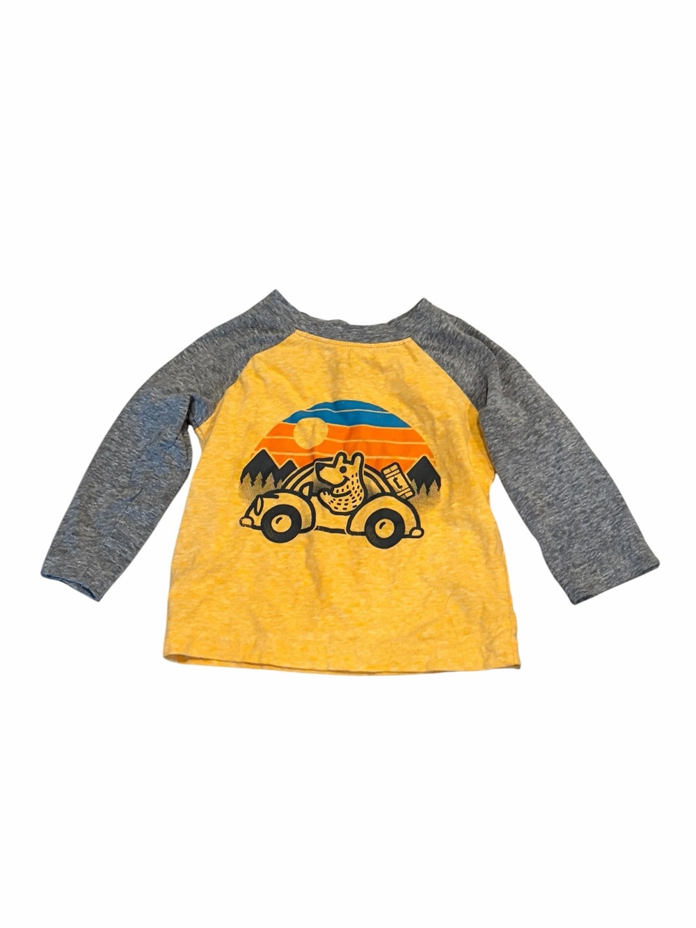 Jumping Beans Dog Car Graphic Shirt 12M Yellow Gray Long Sleeve Tee